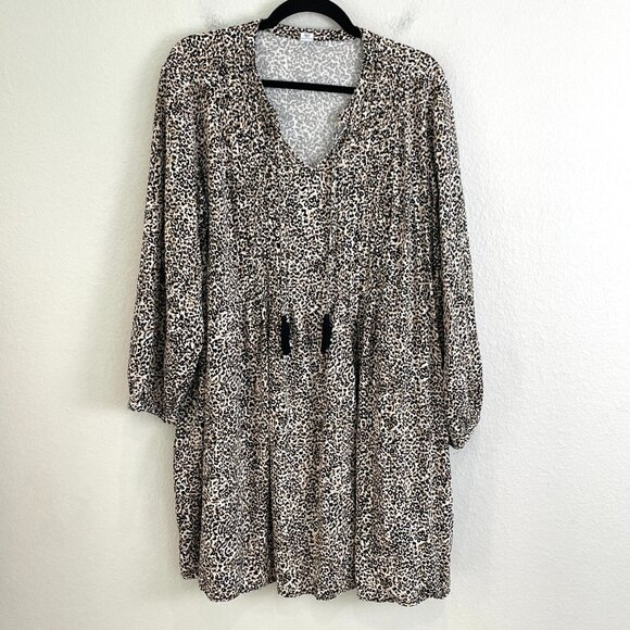 Old Navy Womens Plus XXL Animal Print Tunic Top Front Tassel Tie Shirt - Picture 8 of 13